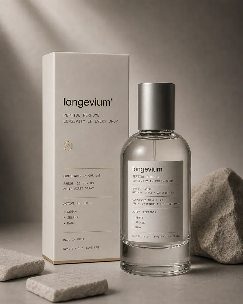 longevium' FOCUS peptide perfume bottle